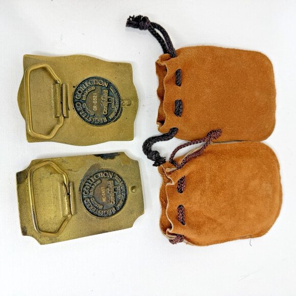 Heritage Mint Oklahoma Oil Patch & Wildcatters Brass Belt Buckles Set w/ Bags & - Picture 6 of 9